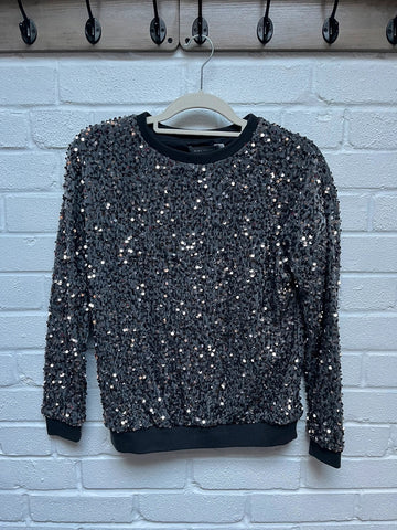 Mint velvet dark grey velvet sequin jumper xsmall