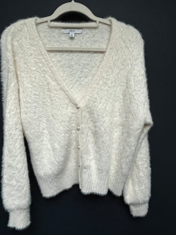 Next cream fluffy cardigan medium