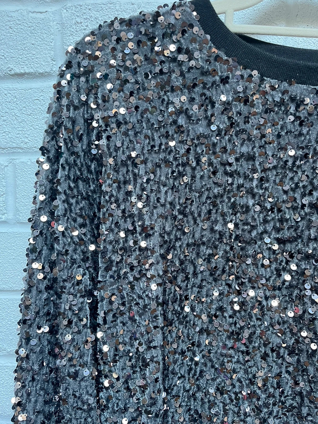 Mint velvet dark grey velvet sequin sweatshirt medium