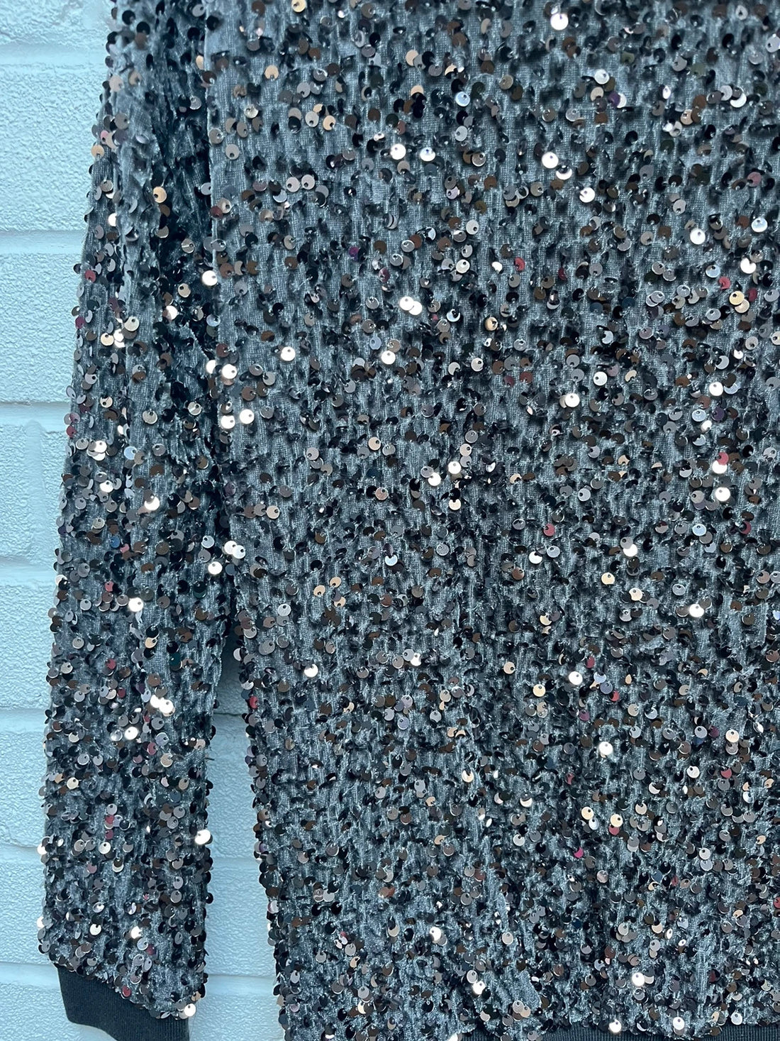 Mint velvet dark grey velvet sequin jumper xsmall