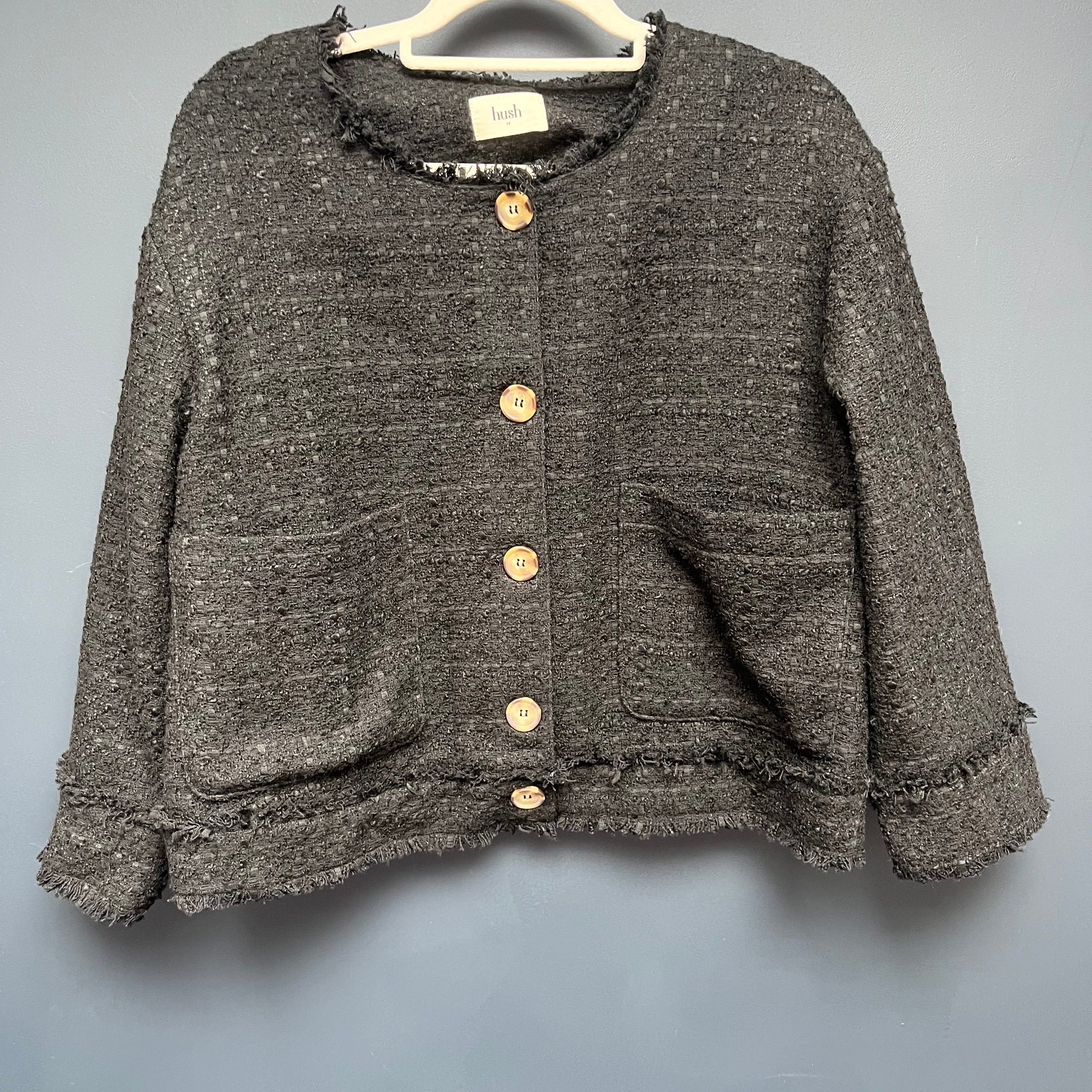 Hush saffron collarless jacket 14