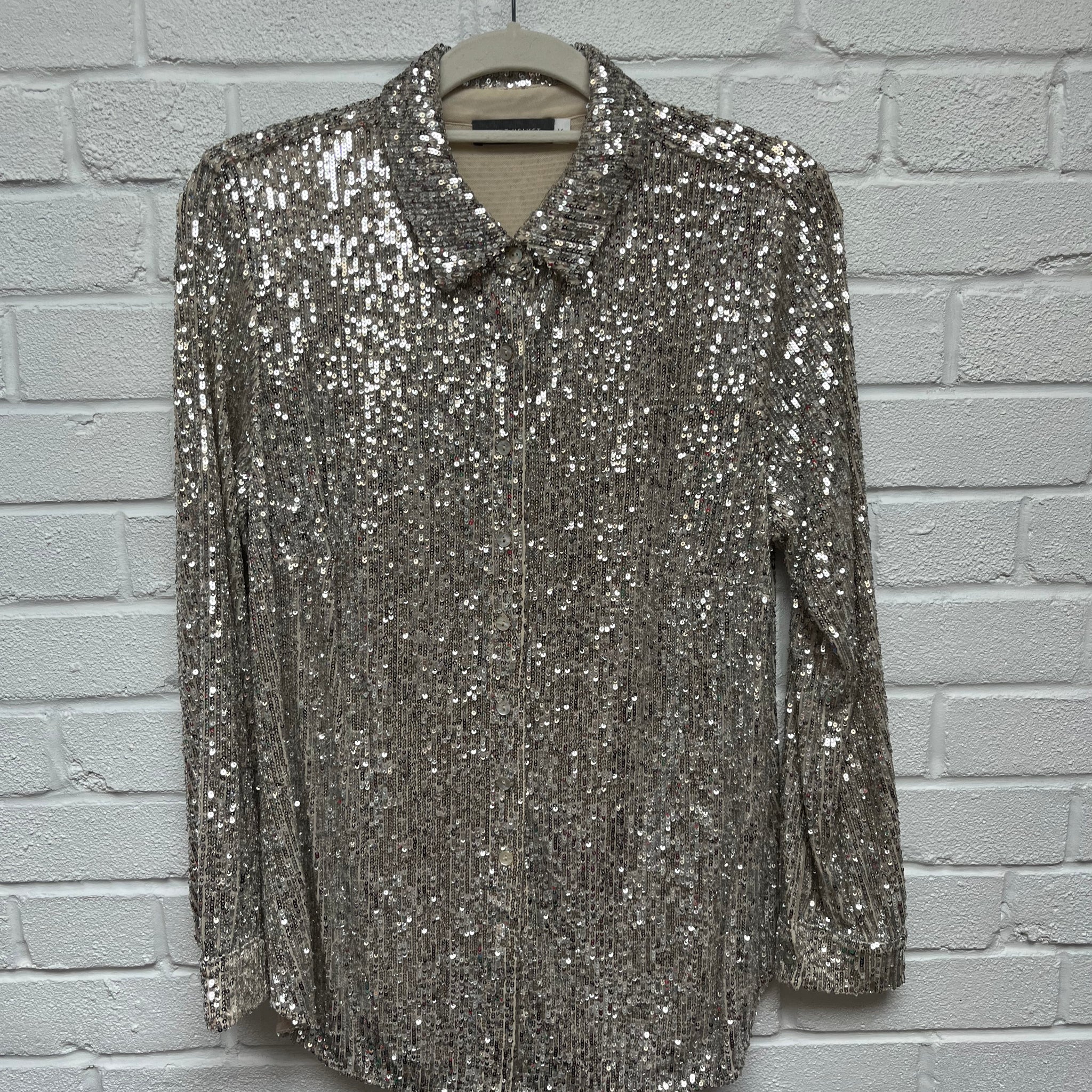 Mint velvet silver sequin shirt 14