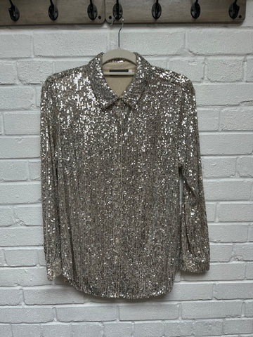 Mint velvet silver sequin shirt 14