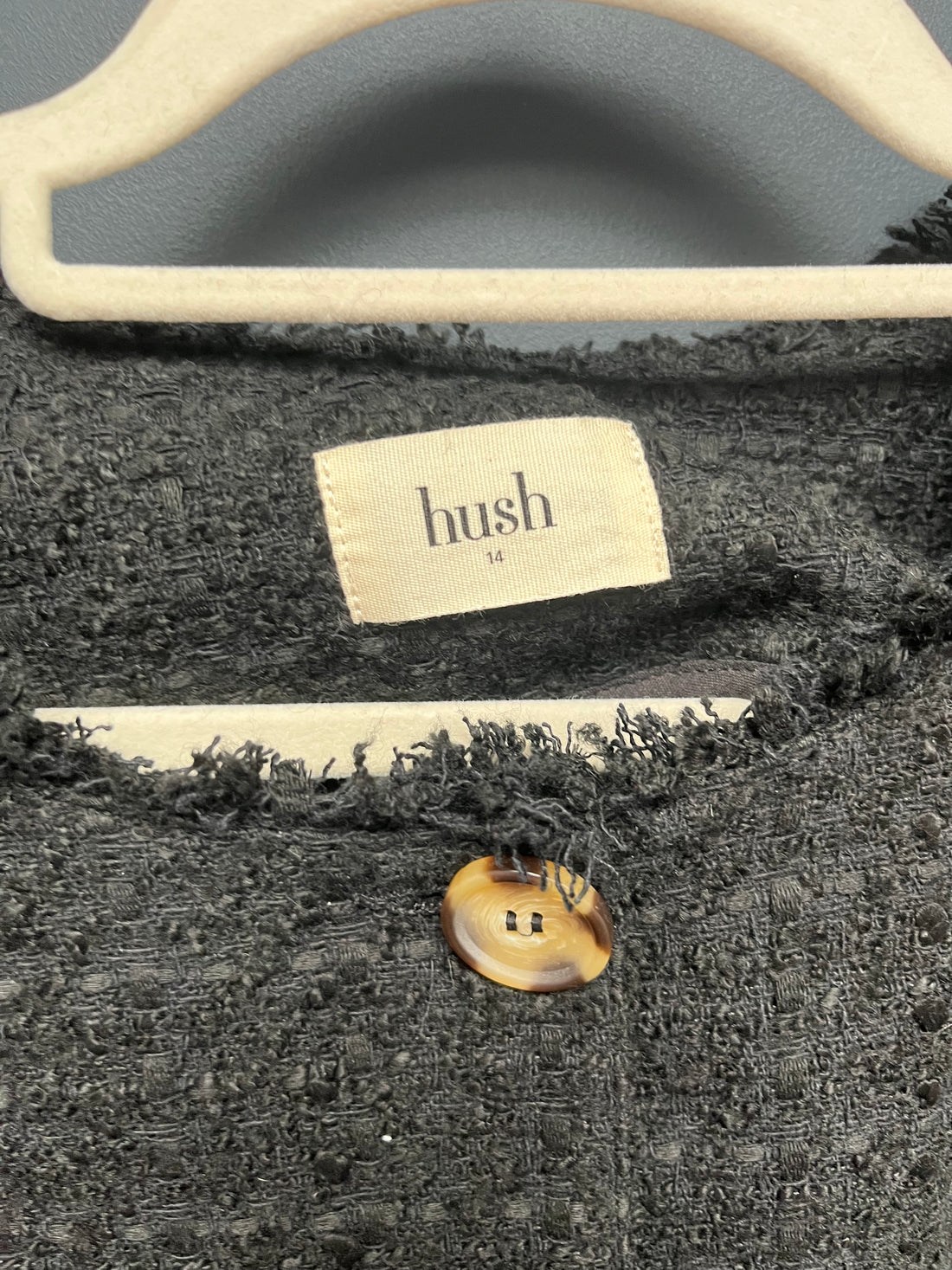 Hush saffron collarless jacket 14