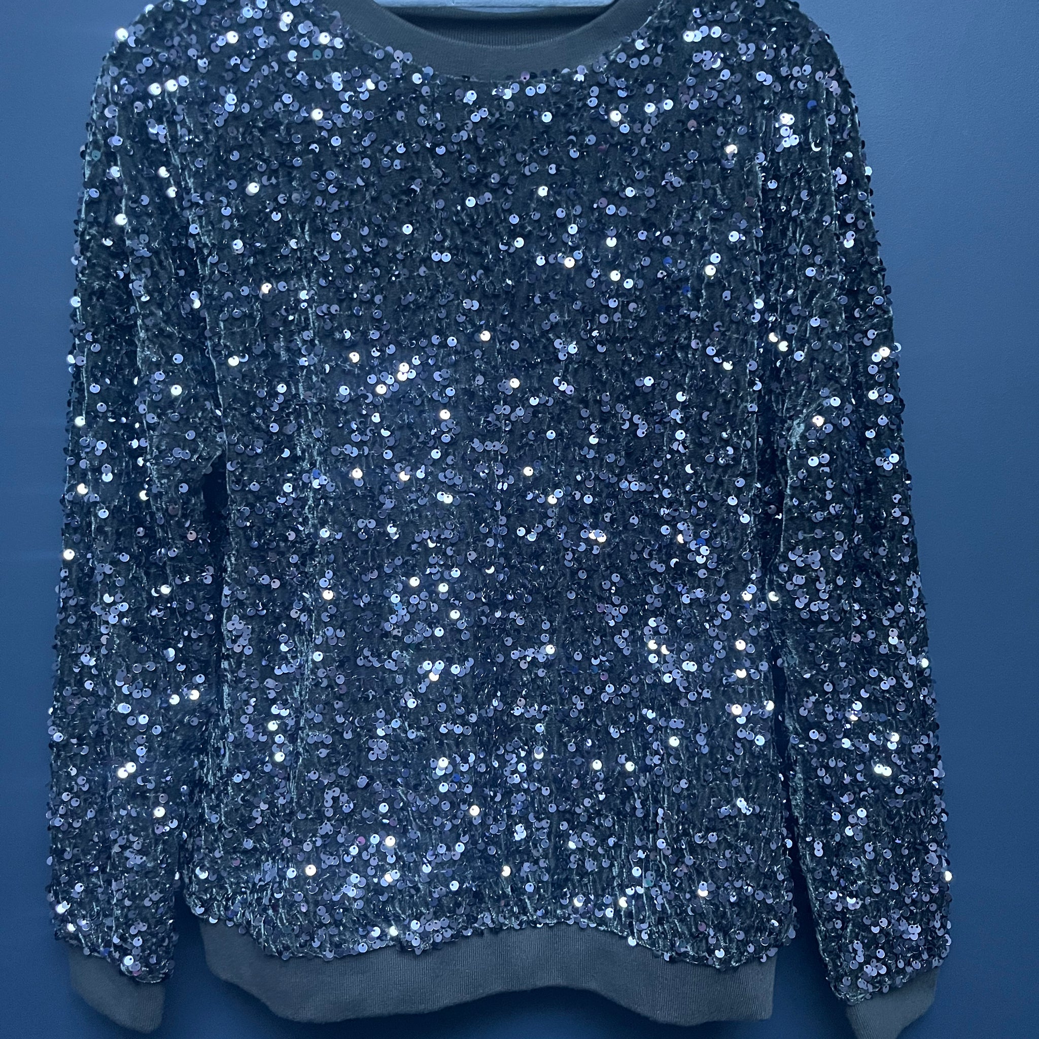 Mint velvet dark khaki sequin jumper small