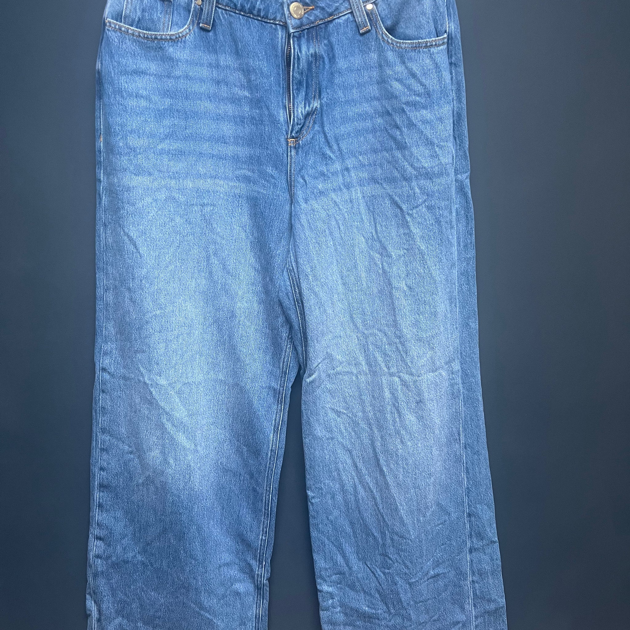 River island blue soft wide leg jeans 14 long