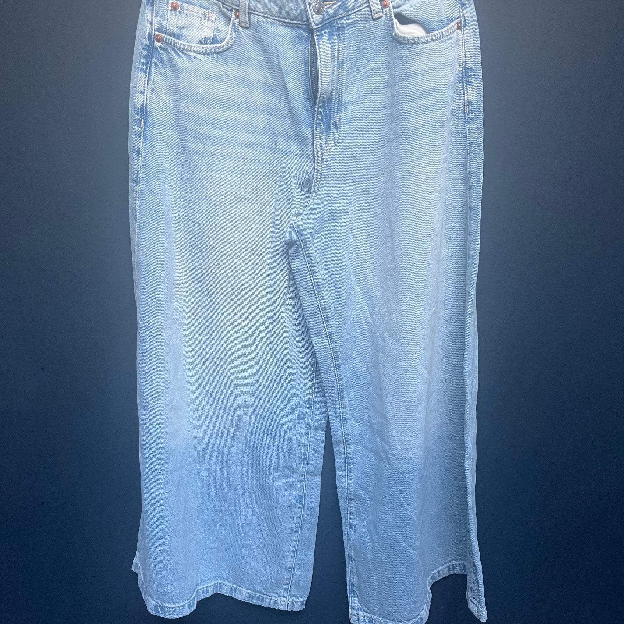 Marks & Spencer’s blue wide leg jeans palazzo 14short