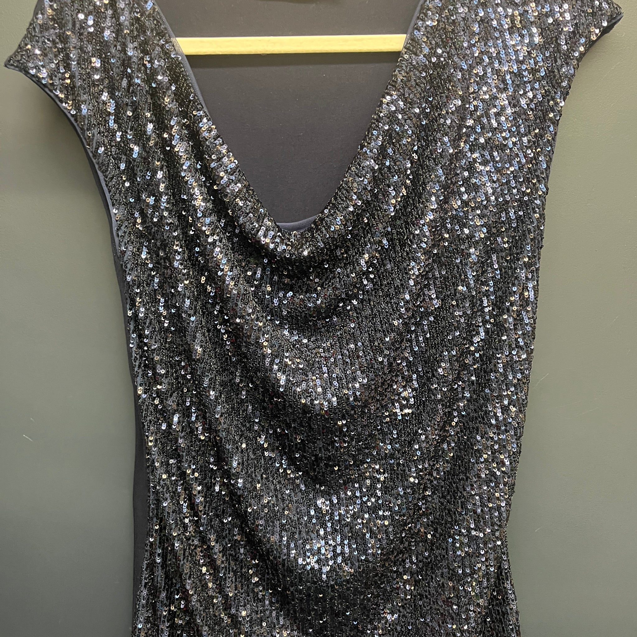 Mint velvet navy sequin cowl neck top medium