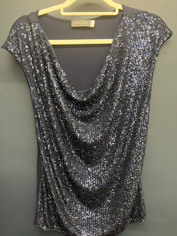 Mint velvet navy sequin cowl neck top medium
