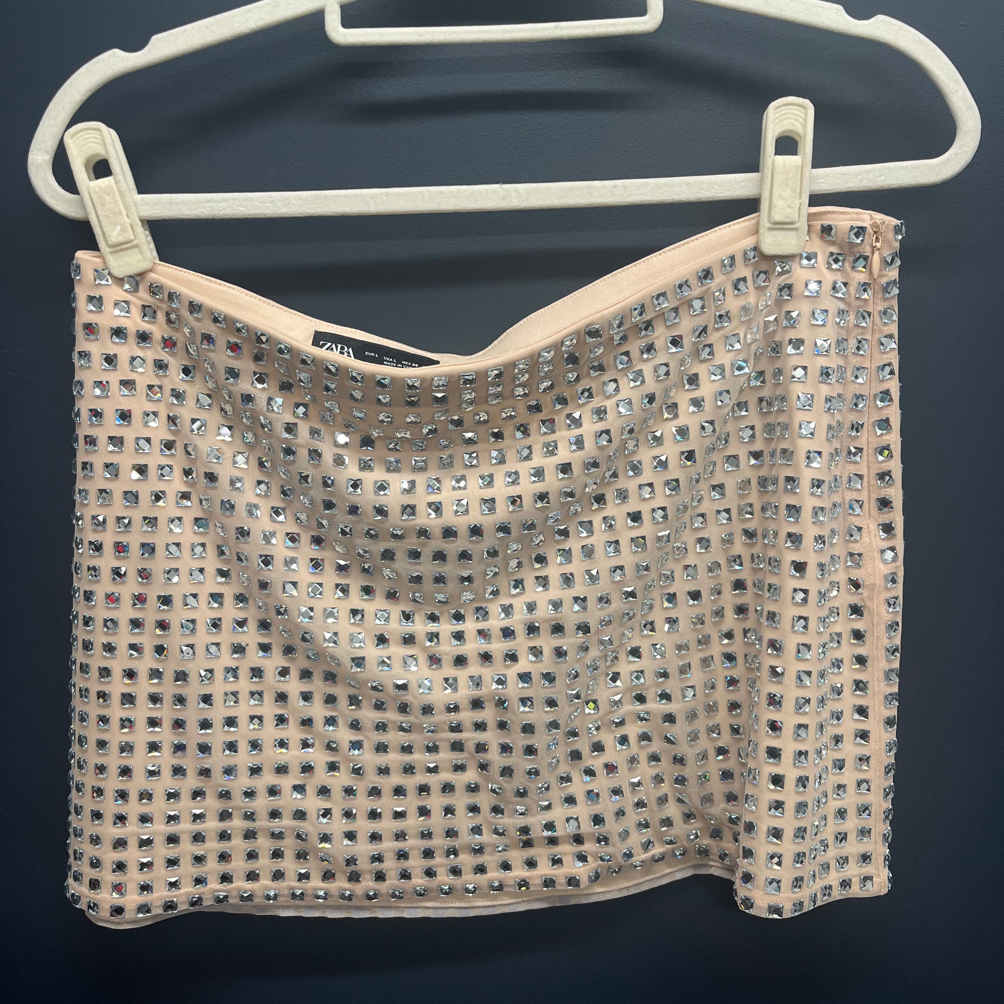 Zara embellished rhinestone mini skirt large