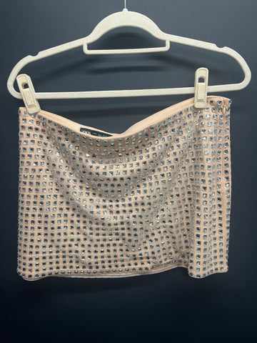 Zara embellished rhinestone mini skirt large
