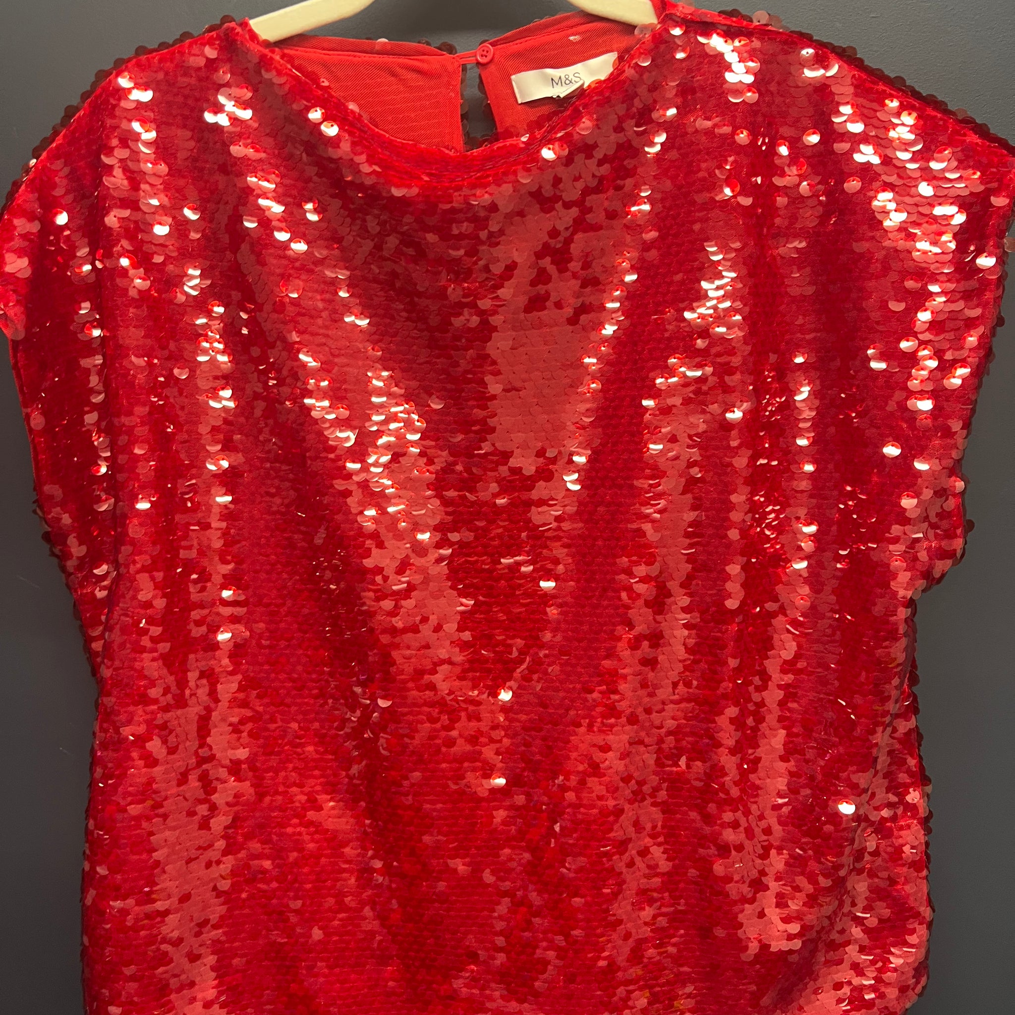 Marks & Spencer’s Red sequin top 16 regular