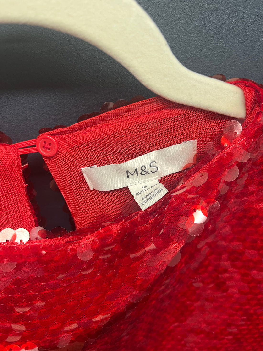 Marks & Spencer’s Red sequin top 16 regular