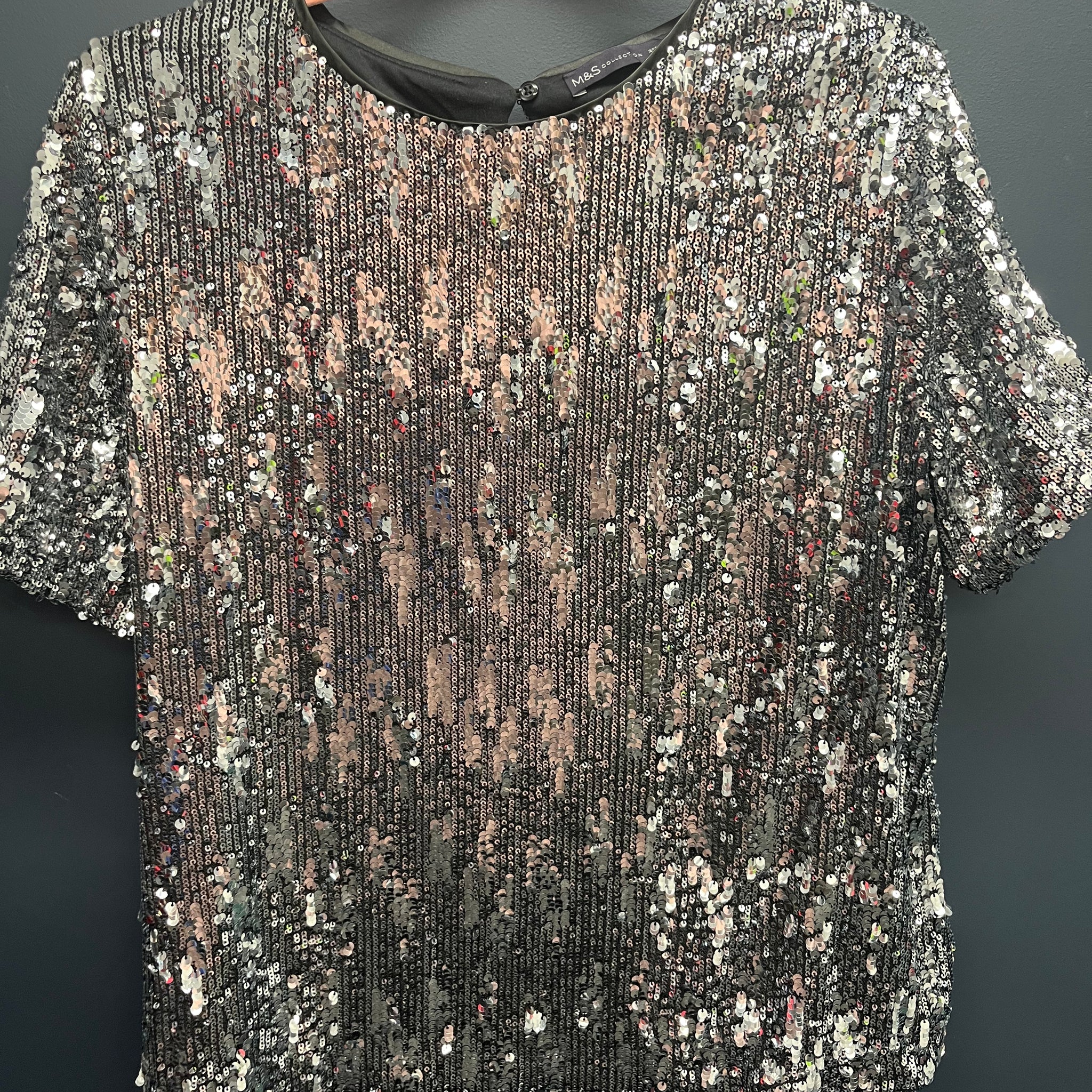 Marks & Spencer’s silver sequin top 12 regular