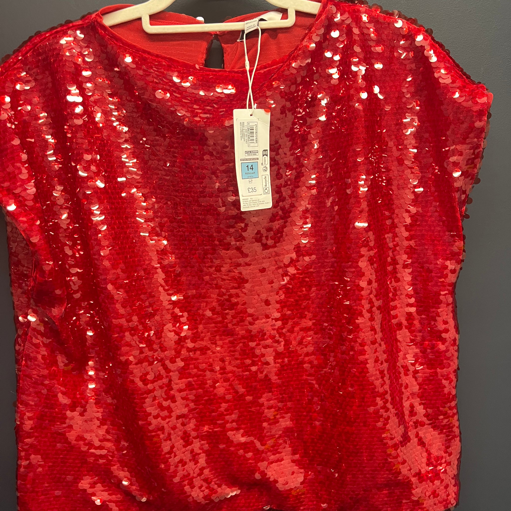 New Marks & Spencer’s Red sequin top 14 regular