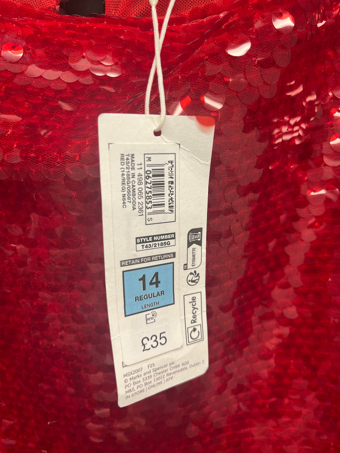 New Marks & Spencer’s Red sequin top 14 regular