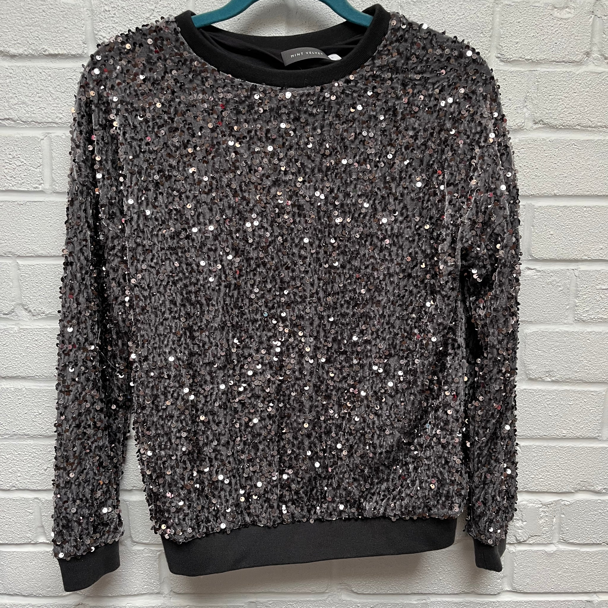 Mint velvet grey sequin jumper small