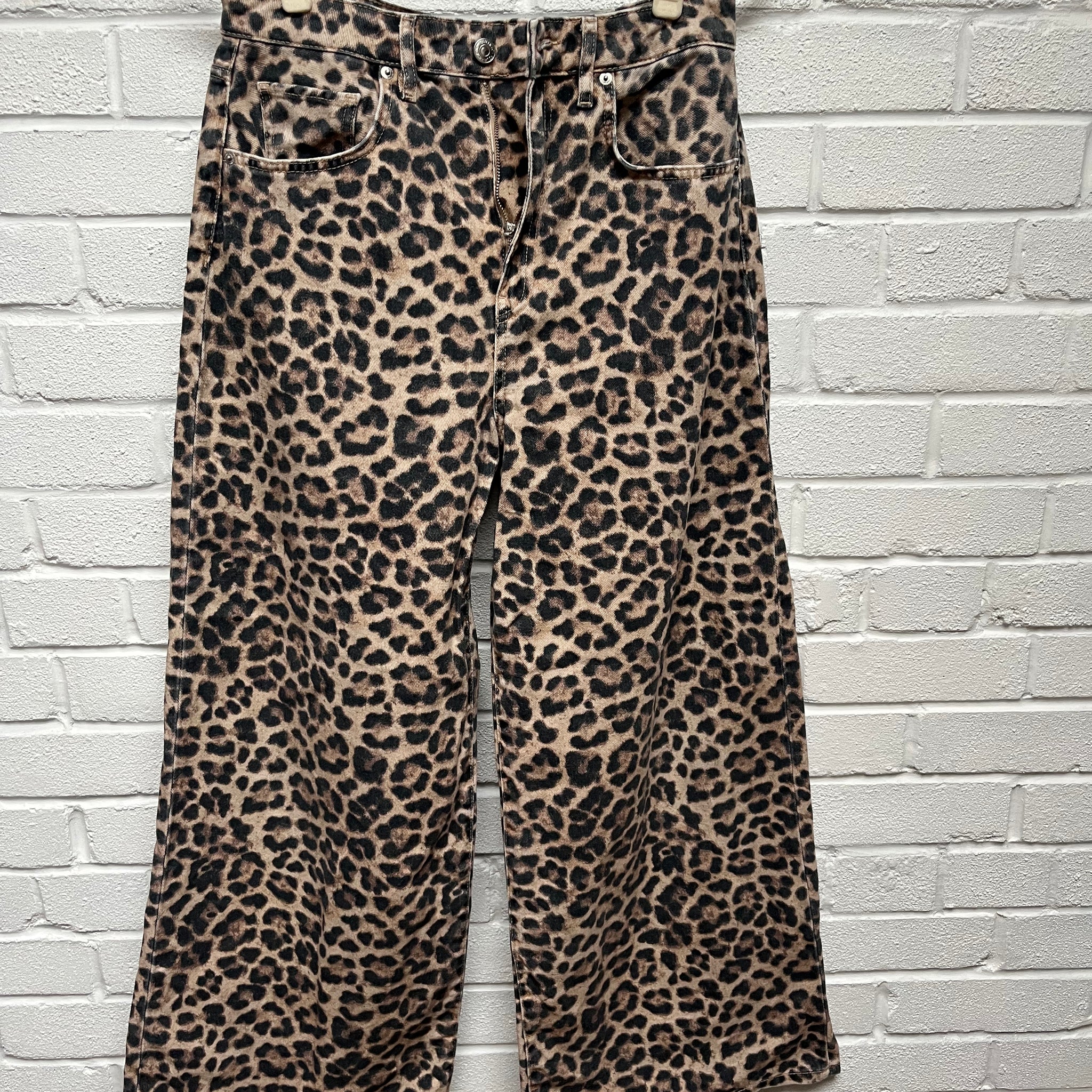Marks and Spencer leopard jeans 12 short wide leg