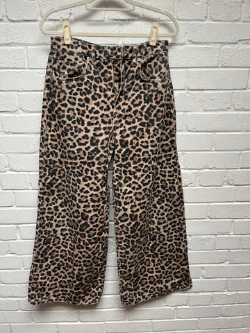 Marks and Spencer leopard jeans 12 short wide leg