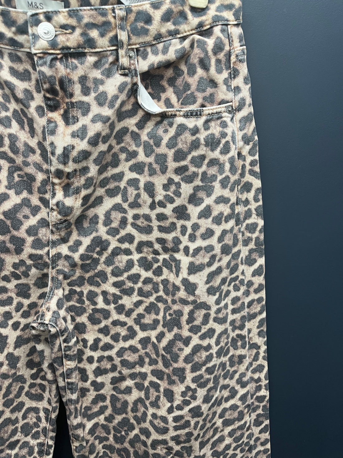 Marks & Spencer’s leopard wide leg jeans 18 long