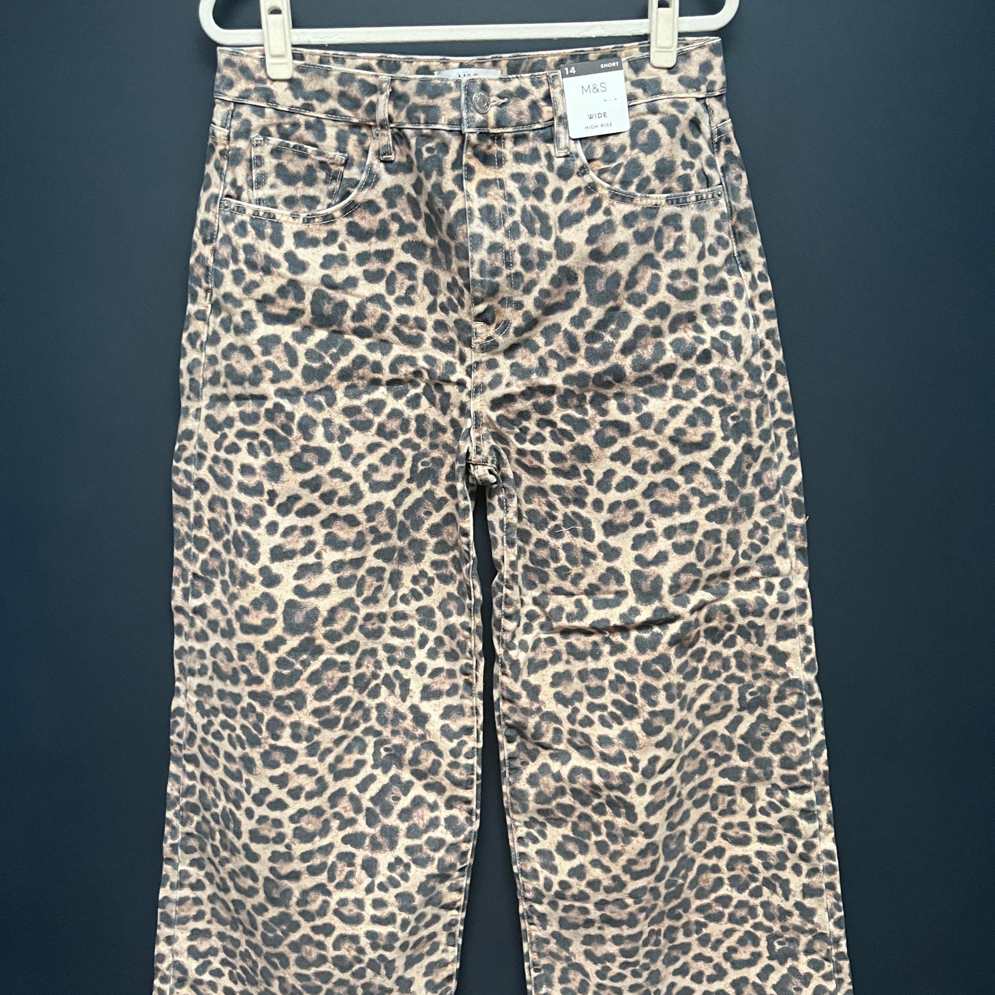 Marks & Spencer leopard wide leg jeans 14 short