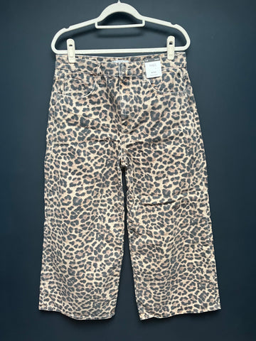 Marks & Spencer leopard wide leg jeans 14 short