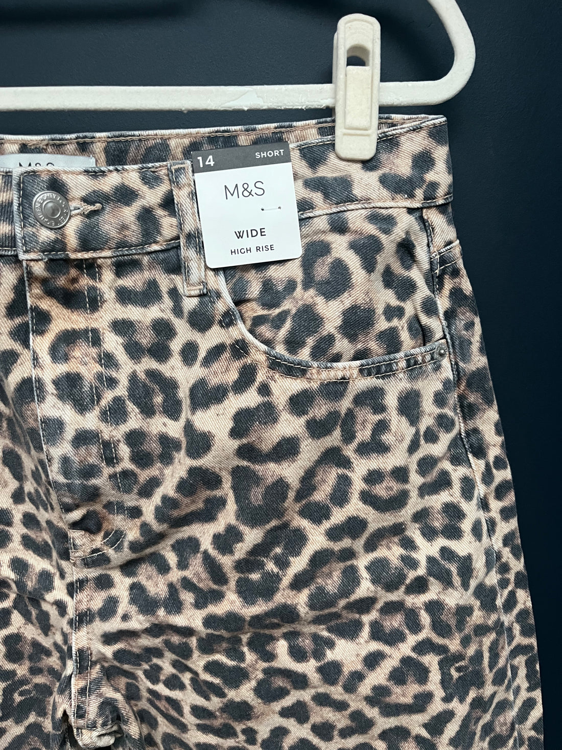 Marks & Spencer leopard wide leg jeans 14 short