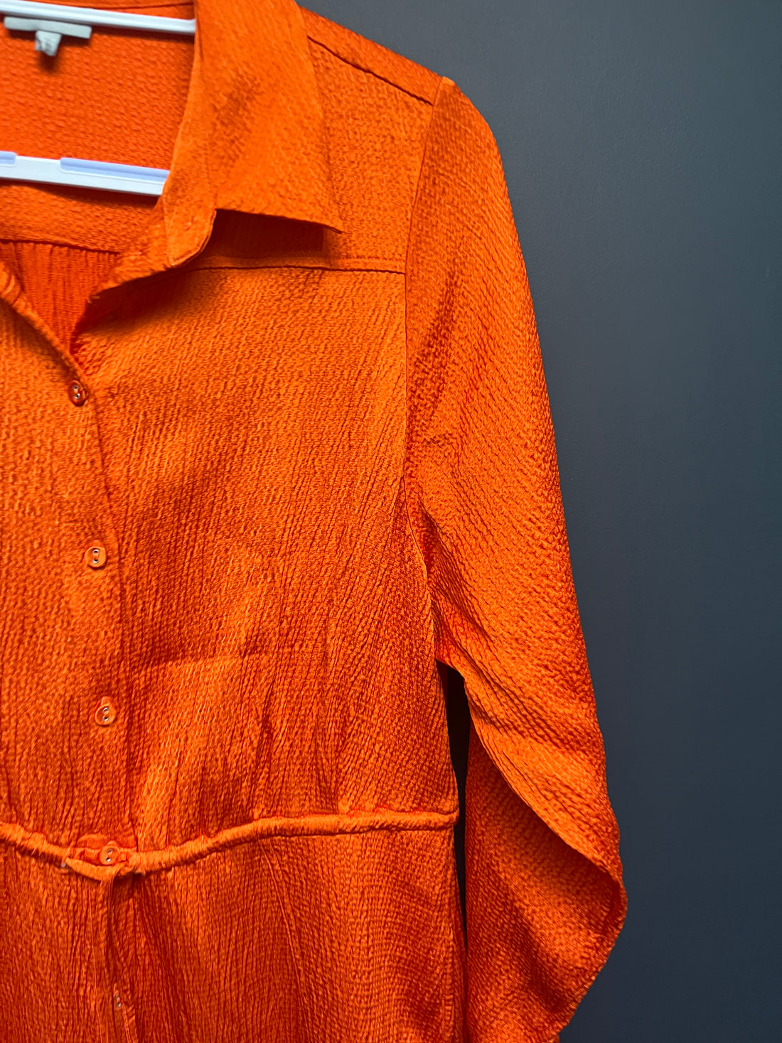 Oliver bonas orange satin shirt dress 12