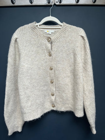 Boden gold button fluffy cardigan large