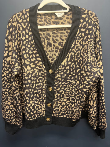 Hush leopard jacquard cardigan large