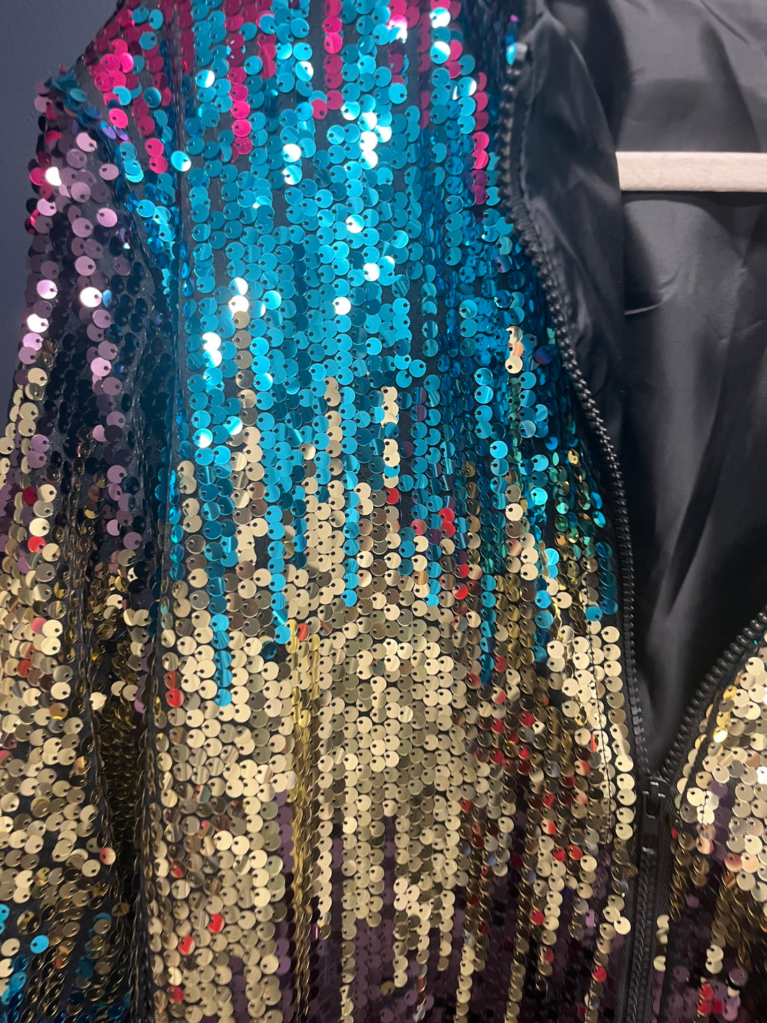 Multi colour sequin bomber jacket