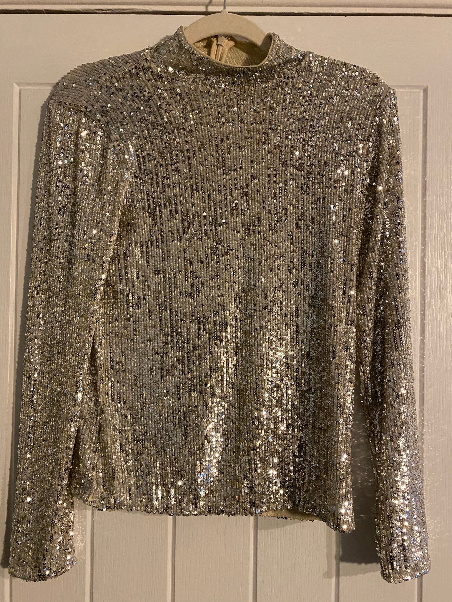 Mint velvet silver sequin high neck top xsmall