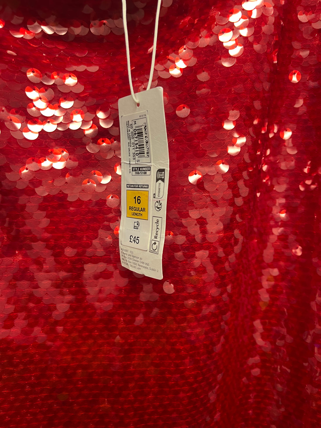New Marks & Spencer’s Red sequin skirt 16