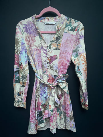 Zara linen mix shirt dress large