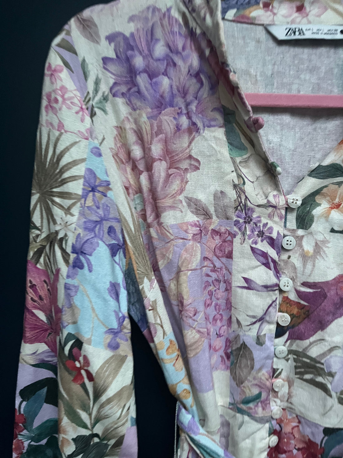 Zara linen mix shirt dress large