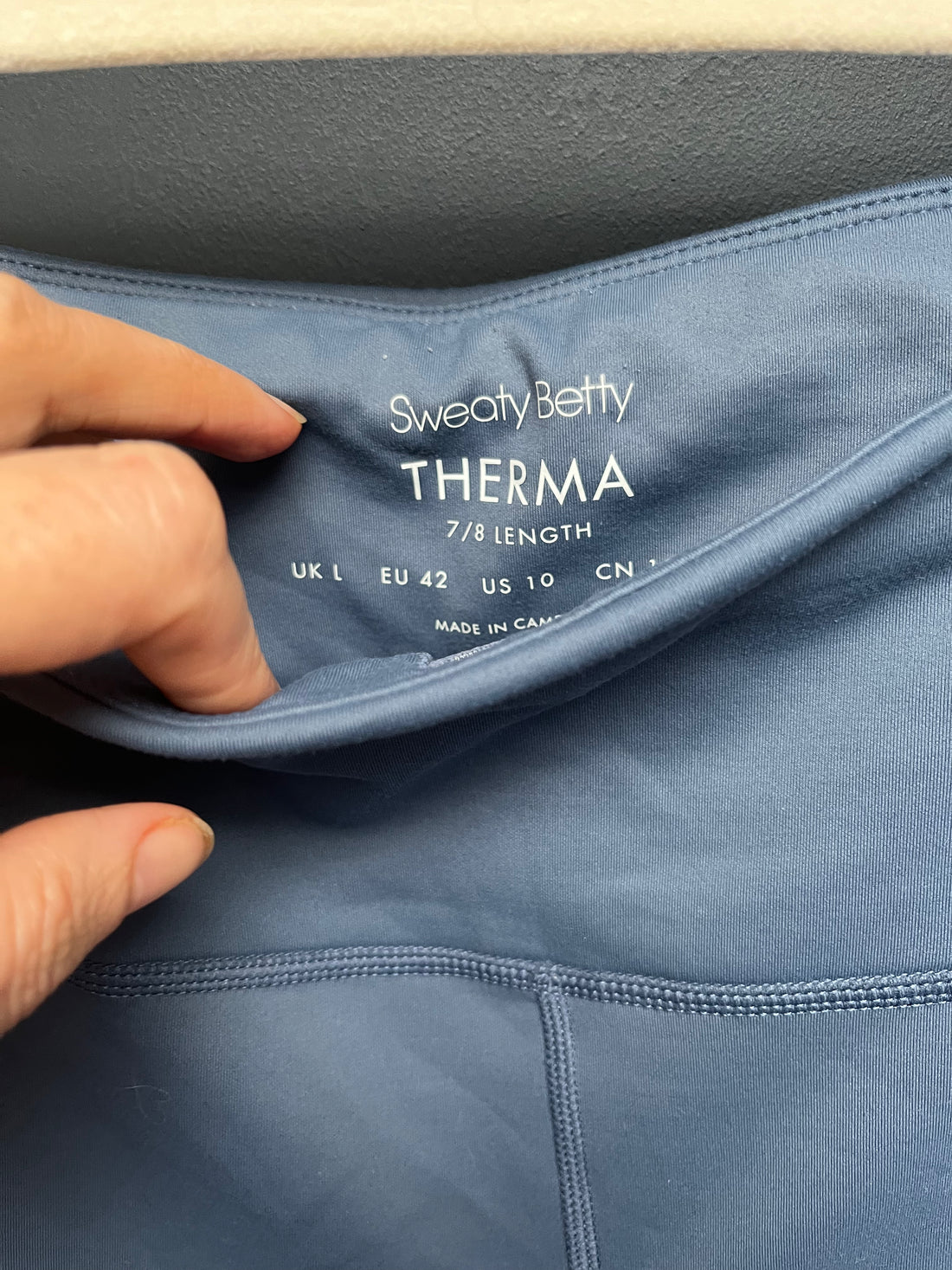 Sweaty Betty blue therma leggings large 7/8