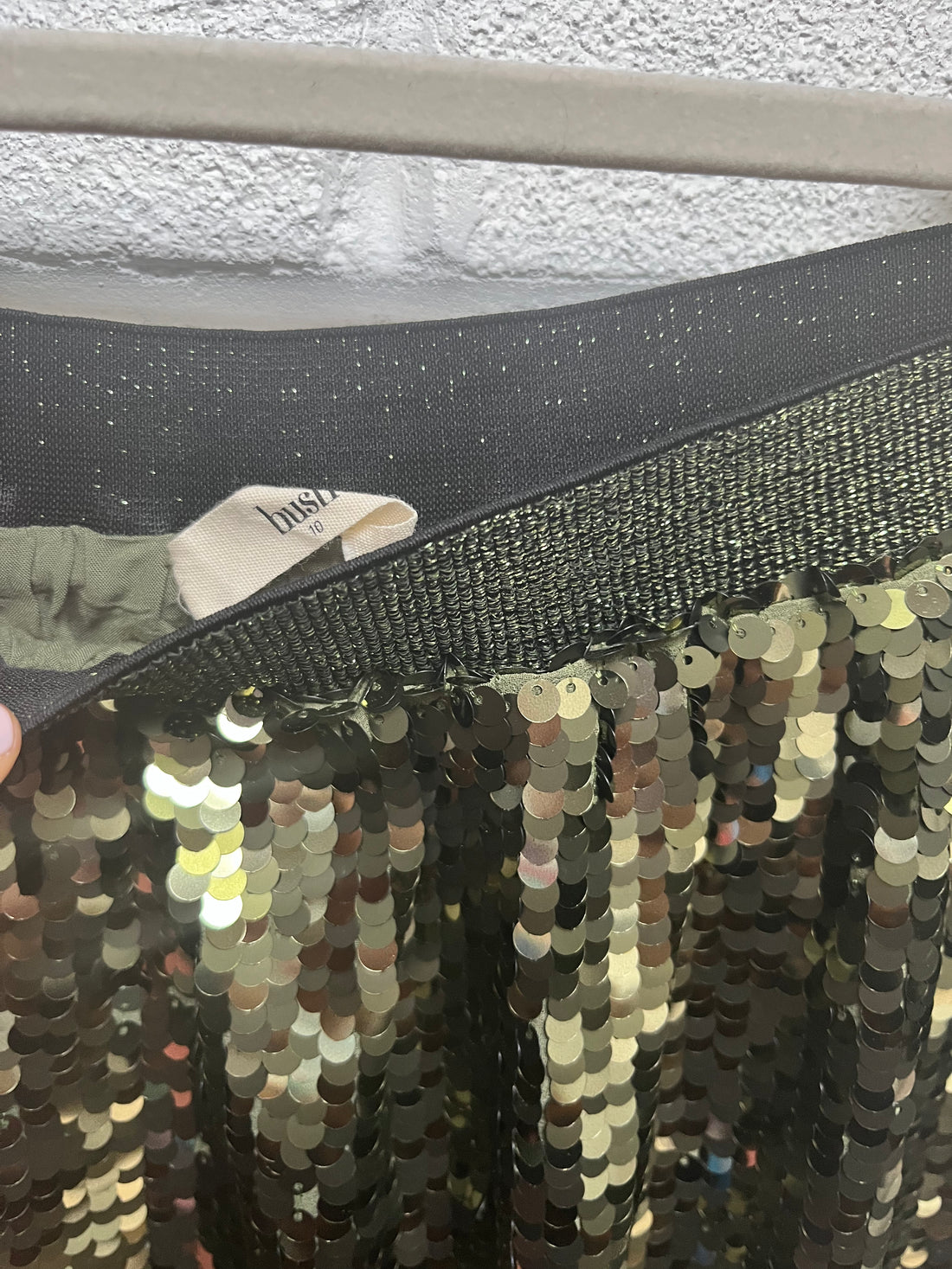 Hush ciceley sequin skirt 10 khaki