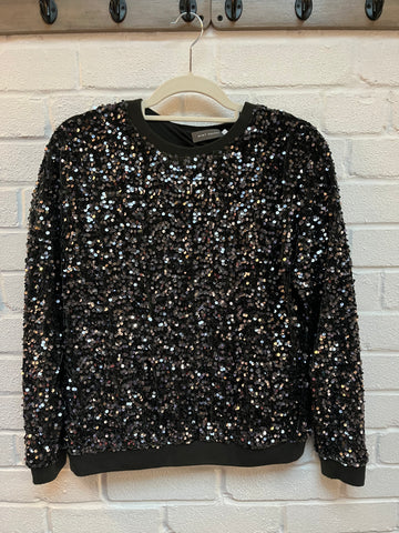 Mint velvet dark khaki sequin velvet jumper medium