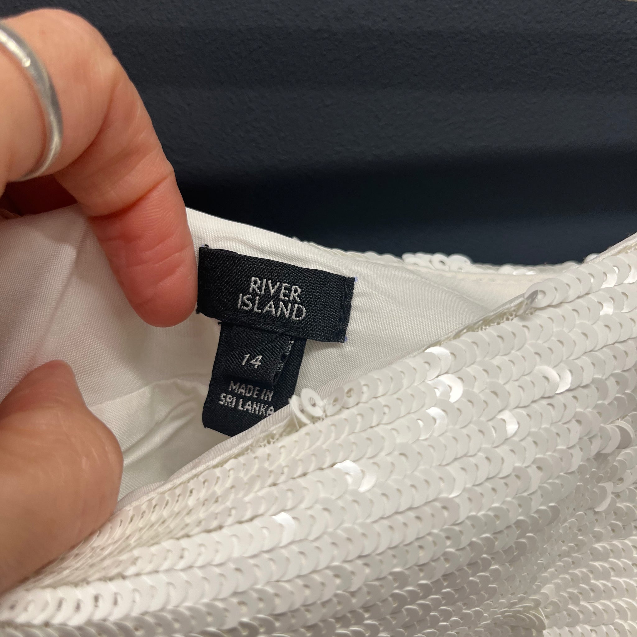 River island white sequin skirt 14