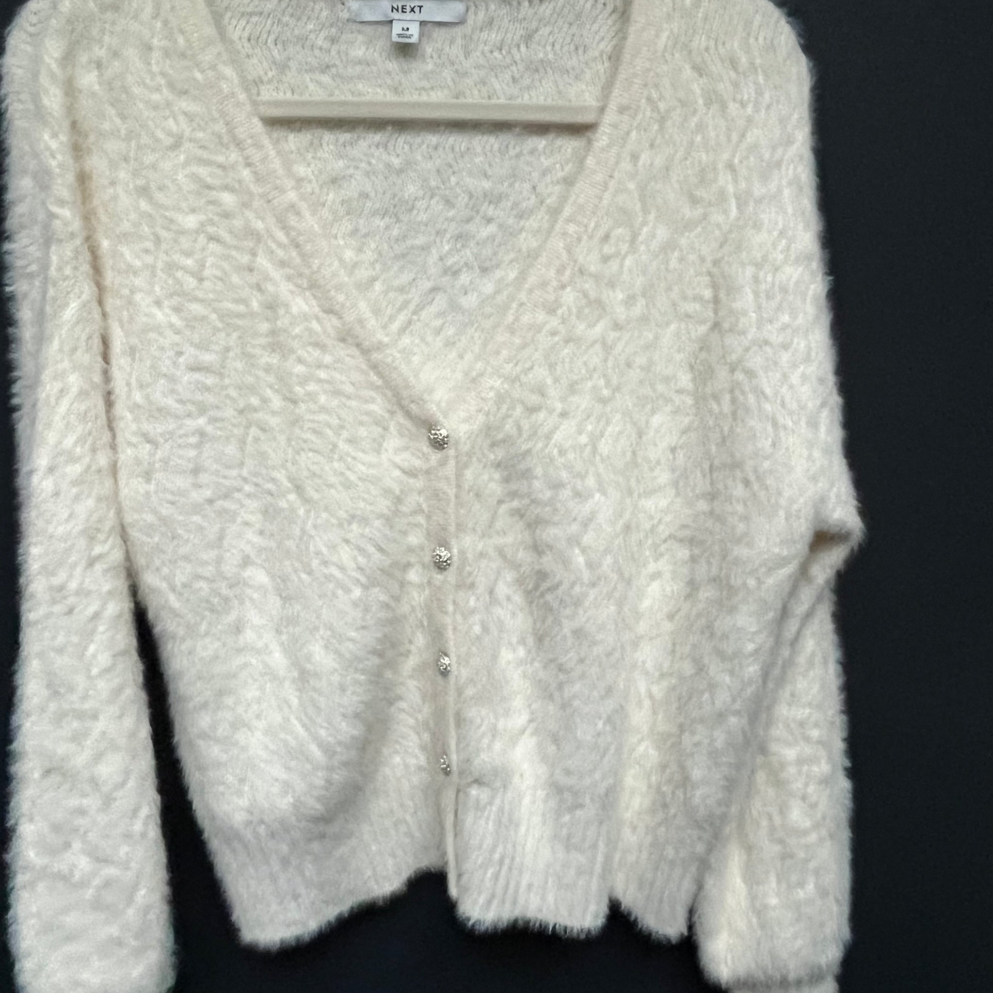 Next cream fluffy cardigan medium