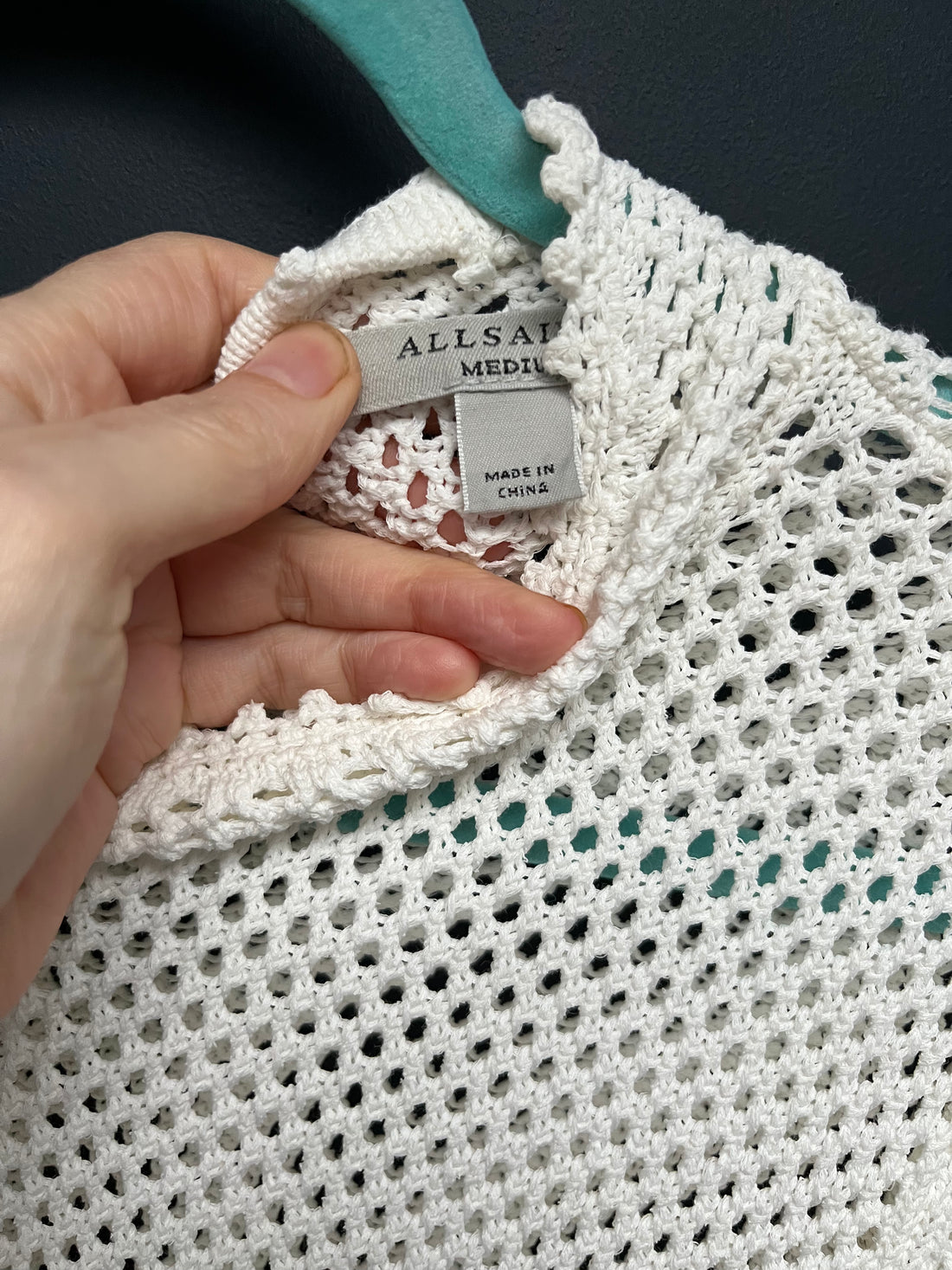 All Saints mock neck fishnet knitwear medium