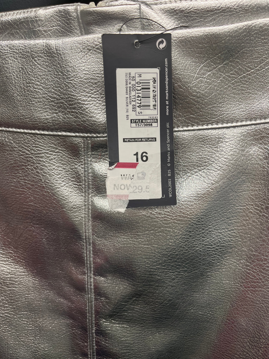 New Marks & Spencer’s silver skirt 16