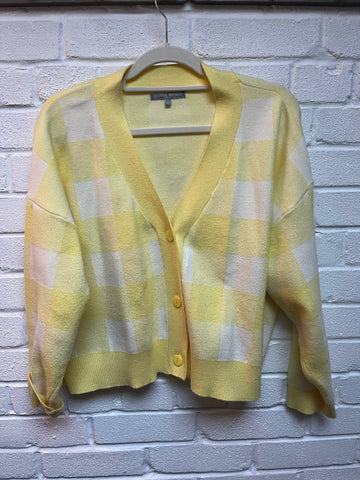 Oliver Bonas gingham yellow knitted cardigan 12