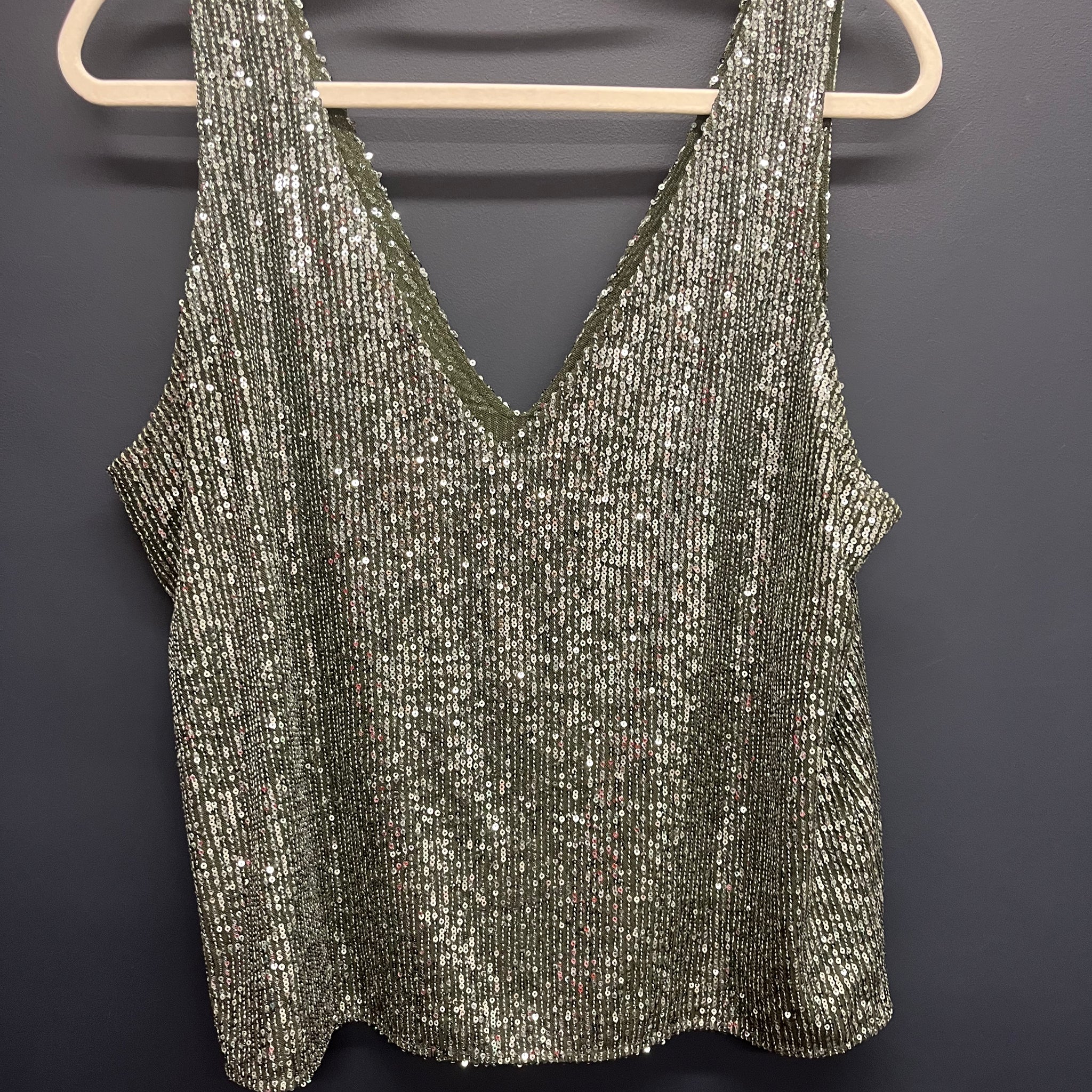 Mint velvet sequin khaki vest top XLarge