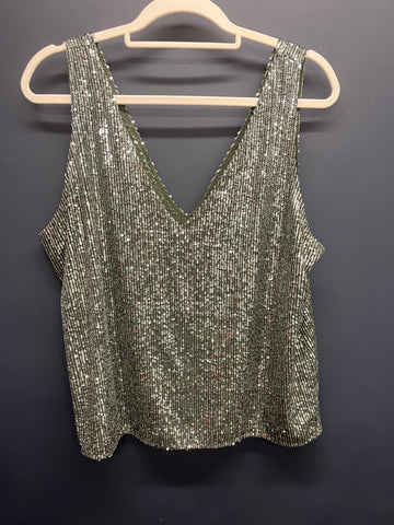Mint velvet sequin khaki vest top XLarge
