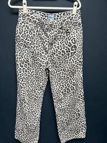 River island relaxed straight leopard jeans 12 petite xshort