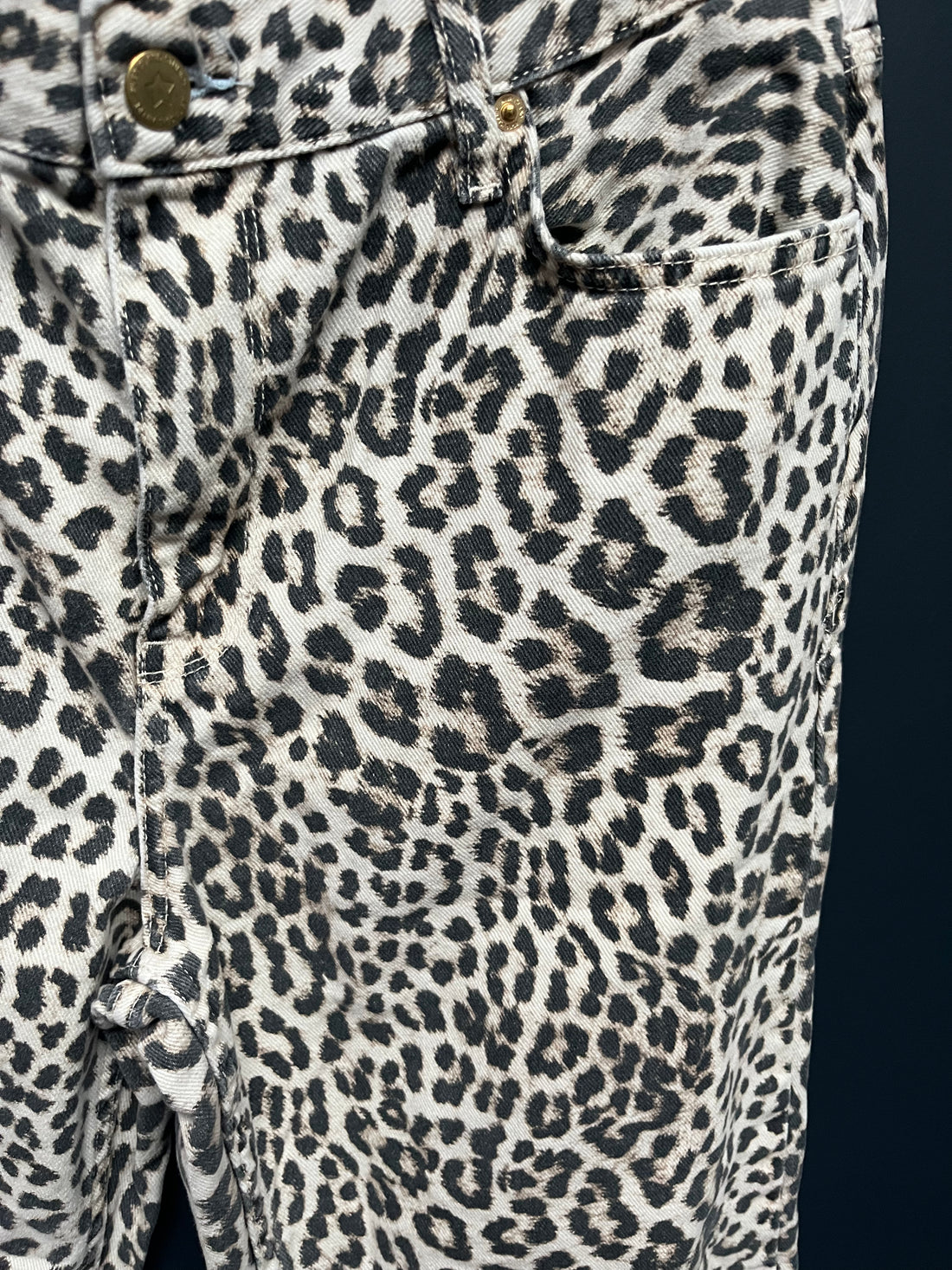 River island relaxed straight leopard jeans 12 petite xshort