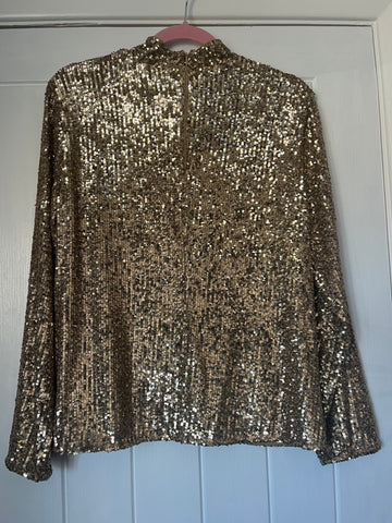 Mint velvet gold sequin high neck top large